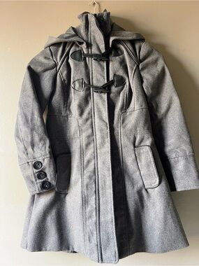 Girls Hooded Toggle Coat in Dark Gray - Yoki